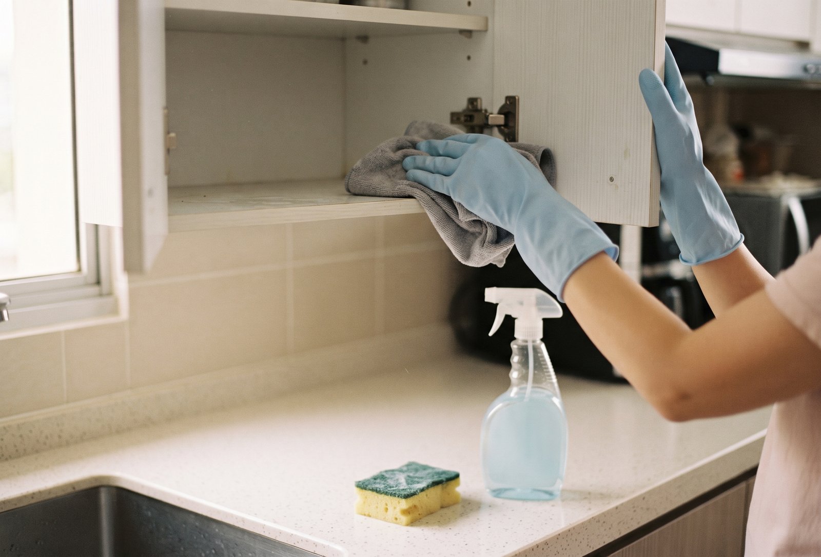 Detailed deep cleaning of a kitchen